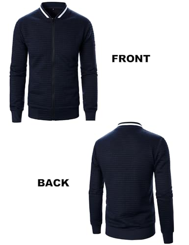 Men's Lightweight Jackets Casual Light Jackets for Men Waffle Bomber Jacket Varsity Coat with Zipper