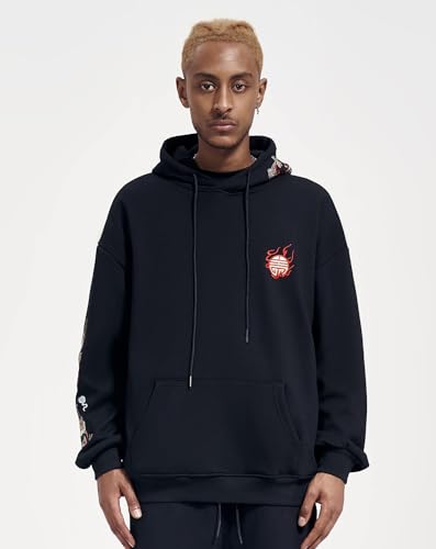 Niepce Inc Streetwear Men's Dragon Embroidered Heavyweight Graphic Hoodies
