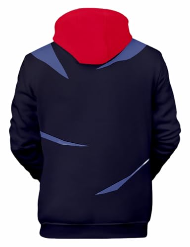 Unisex Hoodie Blue Hooded Pullover Long Sleeve Swearshirt Novelty Hoodie Jacket Adult 3D Printed Pullover