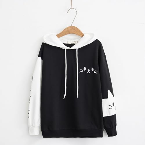 Women Kawaii Cat Ear Hoodie Cute Japanese Anime Hooded Sweatshirt Preppy Meow Graphic Pullover Clothes Fall Winter