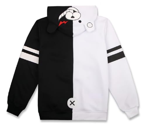 GK-O Black White Bear Hoodie Anime Cosplay Zip Up Jacket Unisex