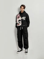 Obenie Retro Y2K Hoodie Gothic Casual Alphabet Blast Print Pattern Skull Fashion Hoodie Men Harajuku Men Clothing