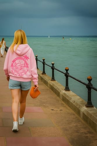 Women's Palm Tree Graphic Hoodie; Floral Fleece Pullover Sweatshirt