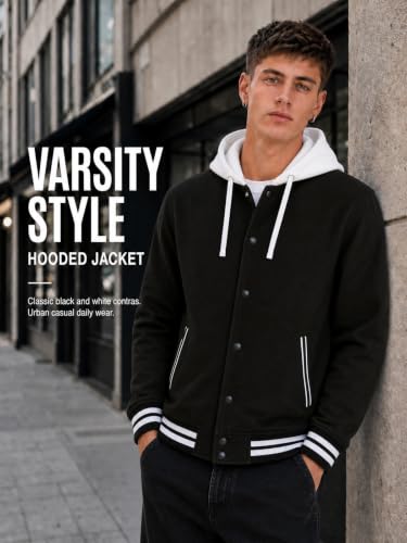 Men's Casual Baseball Jacket Hooded Sweatshirt