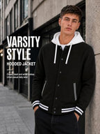 Men's Casual Baseball Jacket Hooded Sweatshirt