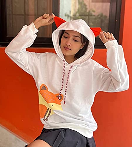 CRB Fashion Cosplay Anime Fox Graphic Cute Teen Emo Sweater Hoodie Ears Costume Emo Jacket T Shirt Top Shirt