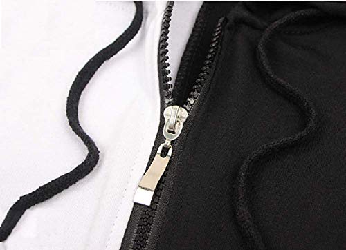 GK-O Black White Bear Hoodie Anime Cosplay Zip Up Jacket Unisex