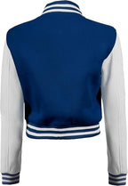 Decrum Cropped Baseball Varsity Bomber Jacket Women - Color Block Letterman