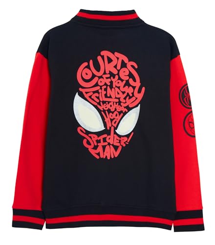 Boys Girls Spiderman Varsity Baseball Jacket With Glow In the Dark Eyes Kids Marvel Spidey Jacket Kids Warm Bomber Coat