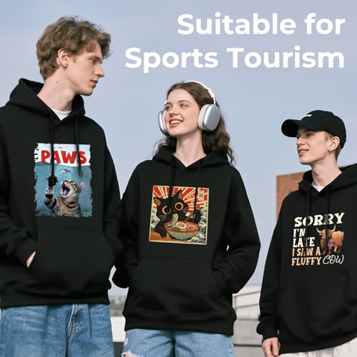 Black Hoodies for Men,Pullover Hoodie for Men,Loose Fit Polyester Pullover Sweatshirt for Men Women,Essentials Hoodie