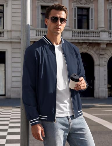 TACVASEN Mens Jacket Bomber Lightweight Windproof Coat for Daily Wear