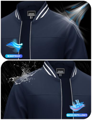TACVASEN Mens Jacket Bomber Lightweight Windproof Coat for Daily Wear