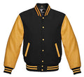 Premium Letterman Baseball School College Bomber Varsity Jacket Purple & Gold Genuine Leather Sleeves
