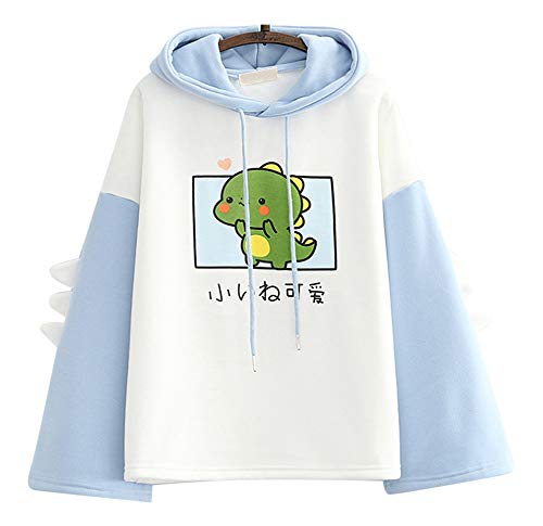 FANCYKIDS Dinosaur Hoodie For Teens Teenagers Oversize Top Sweatshirt Jumper Shirt (Blue)