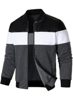 FANARCHER Mens Lightweight Bomber Jacket Casual Zipper Coat Color Block with Faux Leather Varsity Jacket