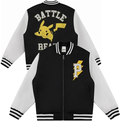 Pokemon Battle Ready Varsity Bomber Jacket for Boys - Toddler & Kids Bomber Jacket - Retro Style Zip-Up Kids Varsity Jackets