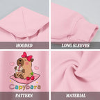Girl'S Cute Capybara Hoodie Kawaii Cartoon Graphic Hoodies with Pockets Bow Cherry Anime Hooded Sweatshirt Pullover