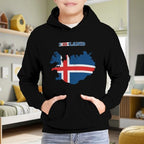 HEAPPER Kids Iceland Flag Map Boys Girls Lightweight Kangaroo Pocket Hoodies