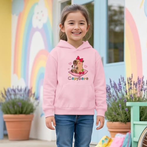 Girl'S Cute Capybara Hoodie Kawaii Cartoon Graphic Hoodies with Pockets Bow Cherry Anime Hooded Sweatshirt Pullover