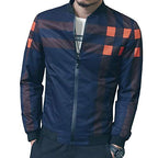 LOGEEYAR Men's Bomber Jacket Casual Lightweight Jacket Color Block Windbreaker Coat with Pocket