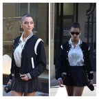 Zeagoo Bomber Jacket Women Varsity Casual Button Down Outfits with Pockets