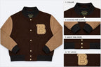 'B' Logo Varsity Jacket - Bomber Style - Brown color - Wool fabric