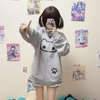 Y2K Cat Graphic Zip Up Hoodie Cutecore Hoodie Cat Print Jacket