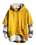 DUDHUH Mens Hoodie Fashion Pullover Letter Print Tracksuit Techwear Casual Coat Hip-Hop Sweatshirt