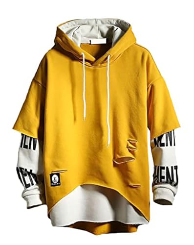 DUDHUH Mens Hoodie Fashion Pullover Letter Print Tracksuit Techwear Casual Coat Hip-Hop Sweatshirt