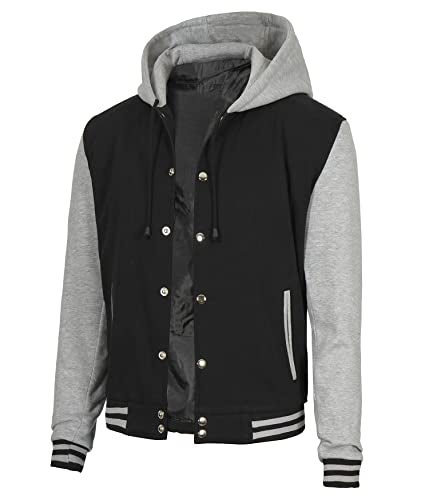 Decrum Mens Letterman Bomber Hooded Varsity Jackets