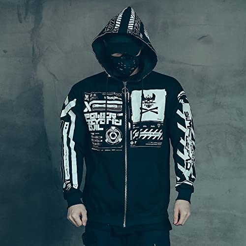 Niepce Inc Graphic Cyberpunk Zip Up Men's Fashion Hoodies Sweatshirts