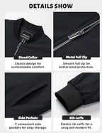 TACVASEN Men's Bomber Jacket Fall Winter Warm Full Zip Windbreaker Jackets