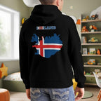 HEAPPER Kids Iceland Flag Map Boys Girls Lightweight Kangaroo Pocket Hoodies