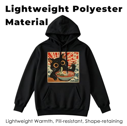 Black Hoodies for Men,Pullover Hoodie for Men,Loose Fit Polyester Pullover Sweatshirt for Men Women,Essentials Hoodie