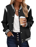 Zeagoo Bomber Jacket Women Varsity Casual Button Down Outfits with Pockets