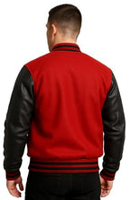 Men Varsity Jacket College Baseball Letterman Wool Jacket Leather Sleeves