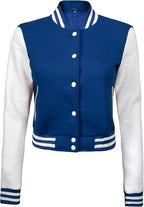 Decrum Cropped Baseball Varsity Bomber Jacket Women - Color Block Letterman