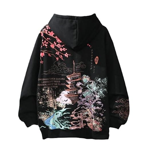 Women Men Japanese Anime Hoodie, Y2K Sakura Aesthetic Harajuku Korean Hooded Sweatshirt Long Sleeve Clothes