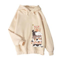 Tuislay Cute Cat Graphic Hoodies For Teens Kawaii Anime Print Hoodie Women Funny Cartoon Printed Hooded Sweatshirt Pullover