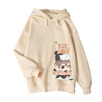 Tuislay Cute Cat Graphic Hoodies For Teens Kawaii Anime Print Hoodie Women Funny Cartoon Printed Hooded Sweatshirt Pullover
