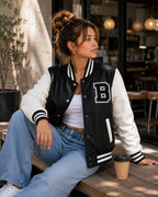 LOVE ME NOW Women’s Varsity Jacket | Long-Sleeve PU Vegan Leather