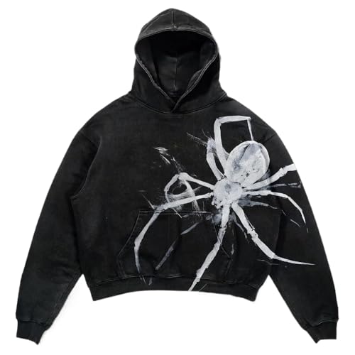 Obenie Halloween Y2K Hoodie Gothic Casual palm/spider Blast Print Pattern Skull Fashion Hoodie Men Harajuku Men Clothing