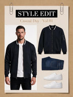 Men's Fleece Bomber Jacket Sherpa Lined Varsity Coat