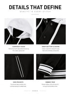 Men's Casual Baseball Jacket Hooded Sweatshirt
