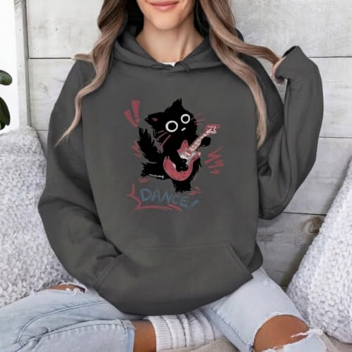 Cat Hoodie for Women Y2k Emo Grunge Goth Hoodies Vintage Graphic Sweatshirts Cute Kawaii Sweatshirt Harajuku Pullover
