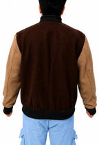 'B' Logo Varsity Jacket - Bomber Style - Brown color - Wool fabric