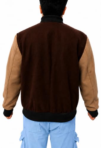 'B' Logo Varsity Jacket - Bomber Style - Brown color - Wool fabric