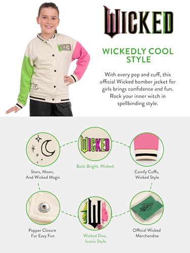 Wicked Jacket, Glinda And Elphaba Girls Bomber Jacket, Cotton Kids Varsity Jackets, Girls Jackets