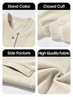 Tankaneo Womens Cropped Bomber Jacket Wool Blend Varsity Short Pea Coats Button Down Winter Casual Outerwear