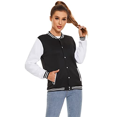 Varsity Jacket for Men Women, Lightweight Button-Up Baseball Bomber
